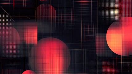 Abstract geometric dark background with red neon glow. Ideal for music album cover art or website hero image.