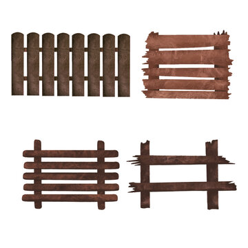 Rustic Wooden Fence Illustration