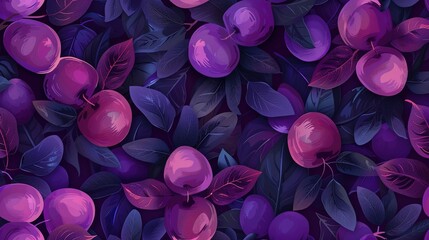 Obraz premium plum seamless pattern wallpaper