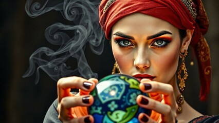 Fortune teller with a fortune telling ball