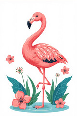 Obraz premium Flamingo illustration isolated white background