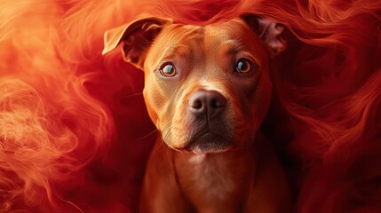 Obraz premium Conceptual Art Piece Featuring an American Staffordshire Terrier in Abstract Swirls