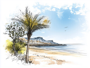 Zeichnung eines Strands