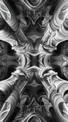 Architectural Marvel: A Black and White Symphony of Stone and Symmetry