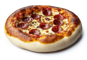 Freshly Baked Pepperoni Pizza with Golden Crust and Melty Cheese, Perfect for Culinary Displays, Food Photography, and Home Cooking Inspirations