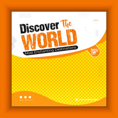 Traveling social media post banner template design