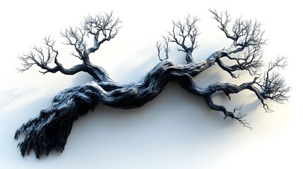 Bare Tree Branch Isolated on White Background