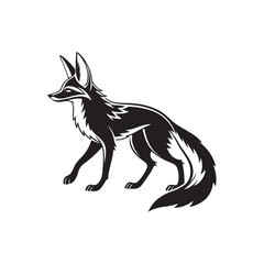 Desert fox silhouette vector art black color design and solid white background