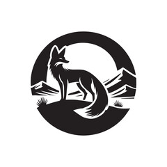 Desert fox silhouette vector art black color design and solid white background