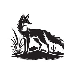 Desert fox silhouette vector art black color design and solid white background
