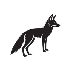 Desert fox silhouette vector art black color design and solid white background