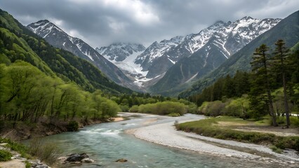 Obraz premium Great nature scenery in Slovenian Alps. Incredible summer landscape on Jasna lake. Triglav national park. Kranjska Gora, Slovenia. Mountain lake Jasna in