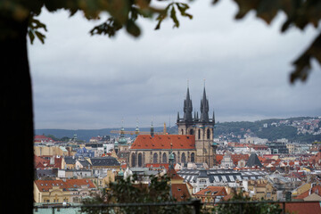 Obraz premium View of Prague Czech Republic from Letna Park on a cloudy day