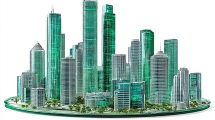 A futuristic green city encased in a glass dome. Ideal for showcasing sustainable urban development or advanced eco-friendly technology.