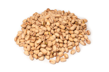 Tasty pistachios isolated on a white background.