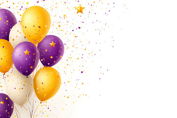 White background with yellow, purple and glitter bubbles