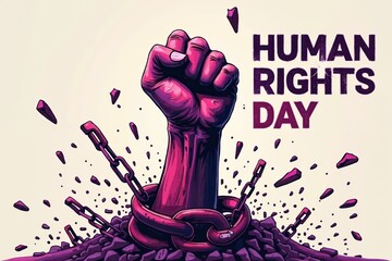 human rights day poster with a hand holding a fist