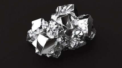 Close-up view of metallic mineral crystals, showcasing their intricate structures and shine.