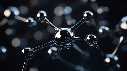 Close-up view of molecular structure showcasing interconnected atoms and bonds.