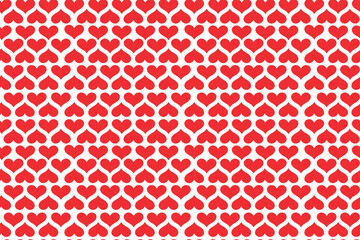 Seamless pattern with red hearts on white background. Vector illustration.