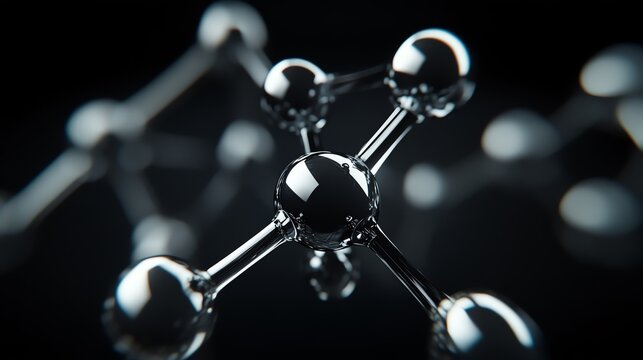 Close-up view of molecular structure showcasing atoms and bonds in high detail.