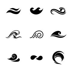 Water or wave collection logo and icons flat sytle 