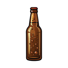 A brown beer bottle with a matte finish, standing upright.