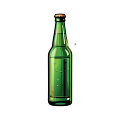 A classic green glass beer bottle with a minimalist design.