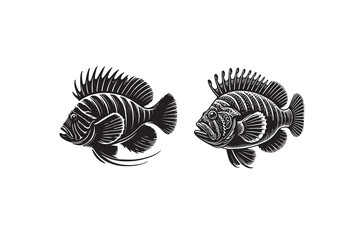 Armorhead fish silhouette vector illustration isolated on white background