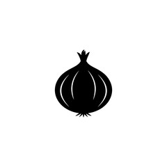 Silhouette vector design of an onion on a white background, onion icon black flat silhouette vector illustration,