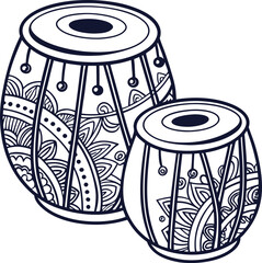 Dhol Icon on Flat Color Circle Buttons