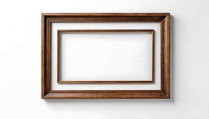 Wooden picture frame on white