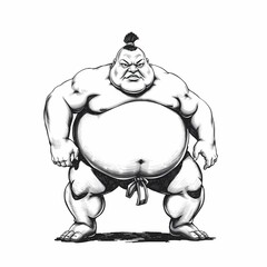 Fototapeta premium Sumo Wrestler: A Powerful Monochrome Illustration 