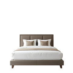 Wooden Bed with Nightstands and Lamps