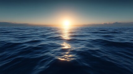 Obraz premium Serene Sunset Over Calm Ocean Waves