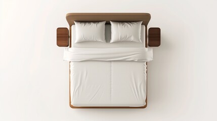 decorated bed topview for architeture with white background