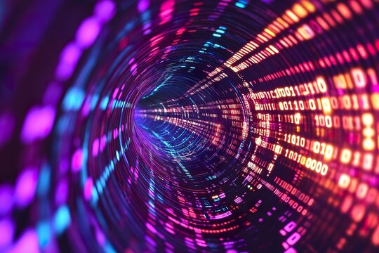 Abstract background with lights. Digital data tunnel. 3d illustration of abstrack colorful background.