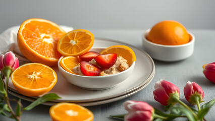 minimalistic spring food, red and orange