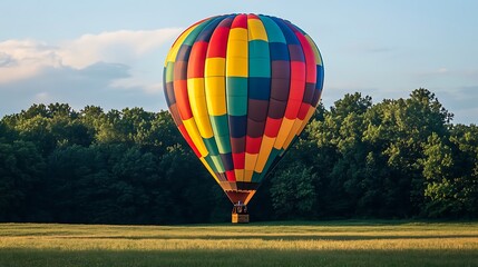 Obraz premium Colorful Hot Air Balloon Landing in Field