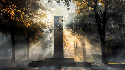 Somber world war memorial with double exposure symbolizing remembrance and respect. copy space available for text overlay on this serene and contemplative memorial image. Cenotaph. Illustration