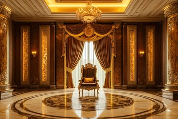 Obraz premium Opulent Interior of a Luxurious Ballroom with Exquisite Chandelier and Elegant Decor