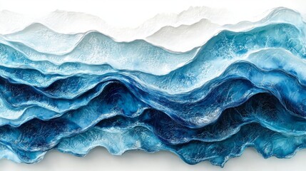 Obraz premium Abstract Ocean Waves Art with Textured Layers and Blue Shades