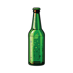Generate a realistic vector illustration of a green beer bottle with a cap.