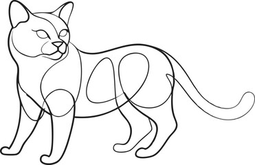 Continuous one line cat pet drawing out line vector illustration design