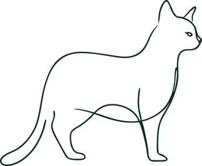 Continuous one line cat pet drawing out line vector illustration design