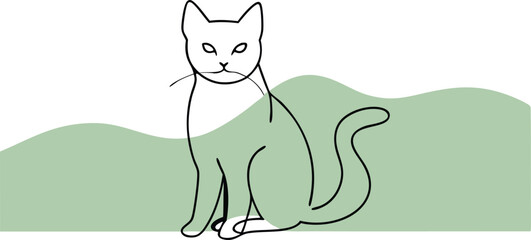 Continuous one line cat pet drawing out line vector illustration design