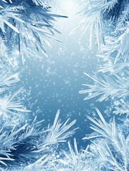 Intricate Ice Crystals Frame Winter Wonderland Scene