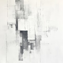 Fototapeta premium Abstract Geometric Shapes Drawing in Graphite Pencil on White Paper