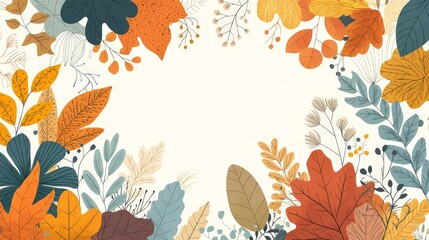 Autumn Leaves Frame - Floral Design Background for Fall Greetings and Events