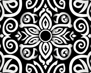 Fototapeta premium Intricate Tribal Geometric Pattern in Monochromatic Backdrop
